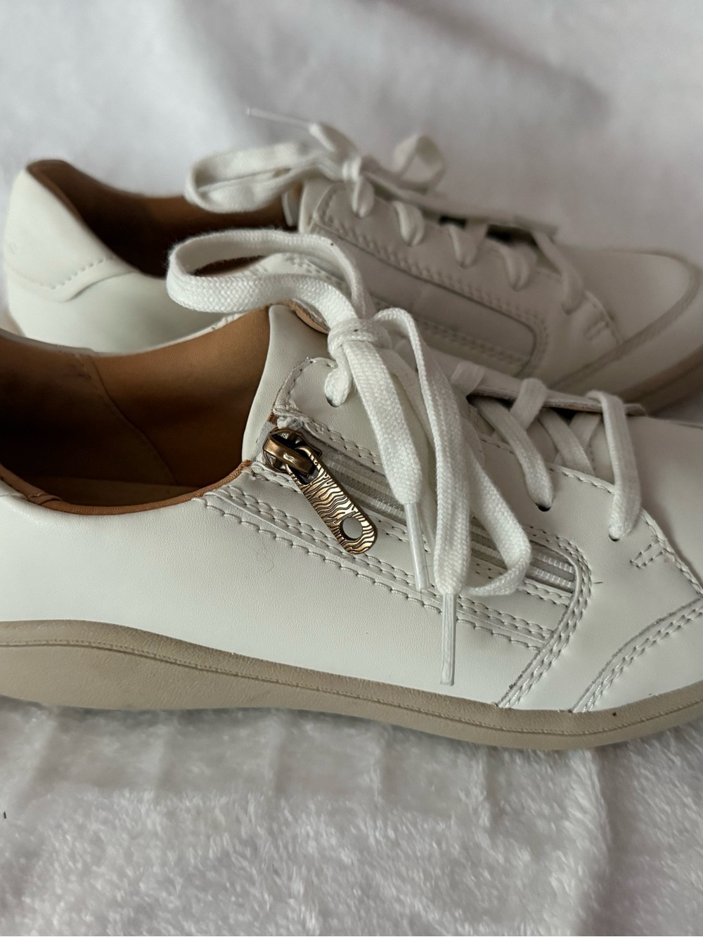 Clark’s Collection White Leather Nalle Lace Sports Inspired Sneakers 7.5 Lk New - Picture 5 of 11